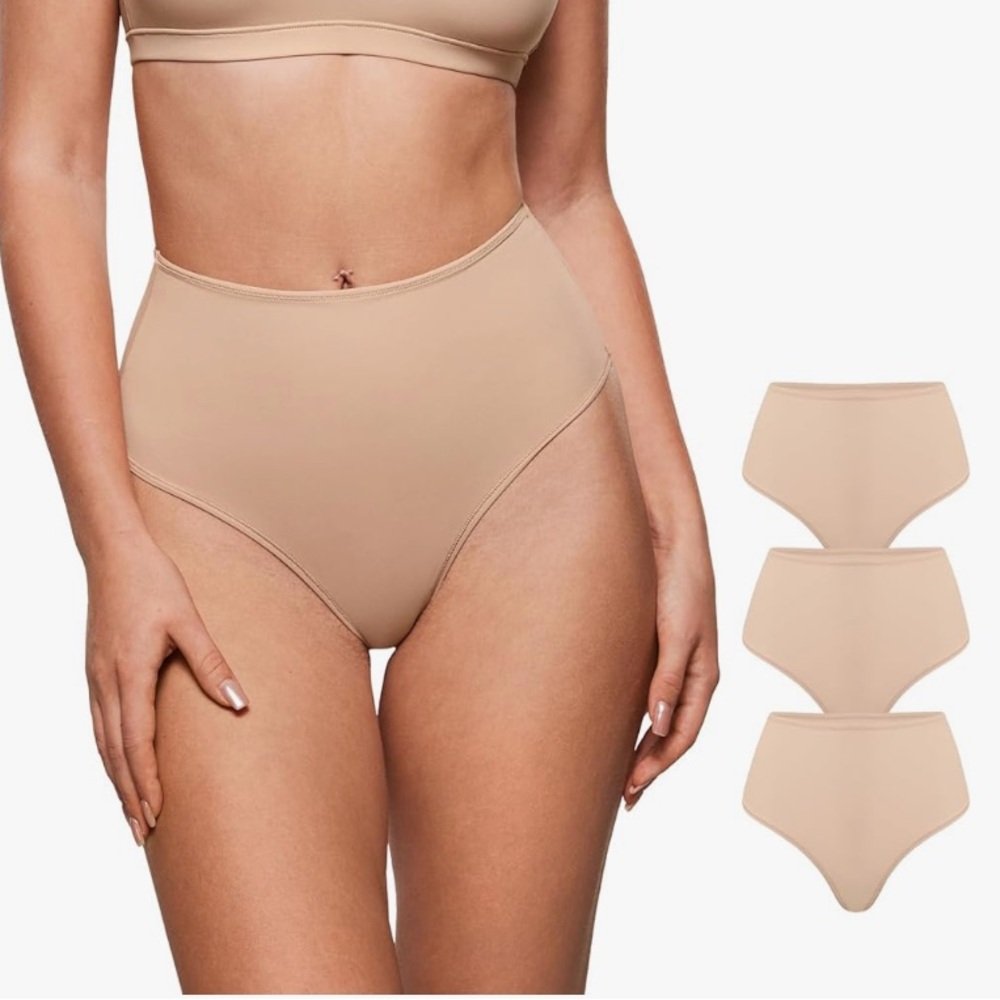 6 Pair of Women's Inbarely Soft Thong High Waisted Smooth Tagless Panties Medium